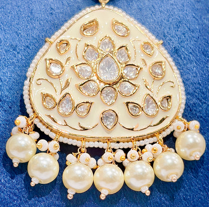 TRADITIONAL HANDCRAFTED INDIAN GOLD-PLATED BRASS LOTUS ENAMLED NECKLACE CHOKAR SET