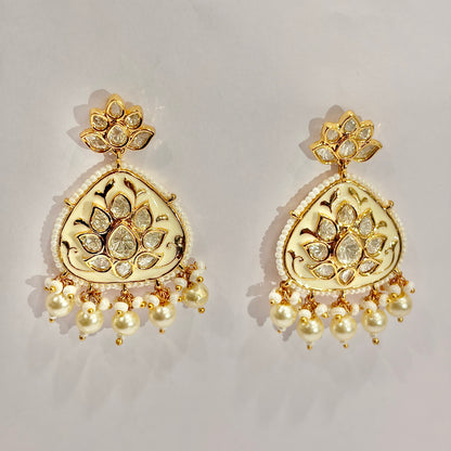 TRADITIONAL HANDCRAFTED INDIAN GOLD-PLATED BRASS LOTUS ENAMLED NECKLACE CHOKAR SET