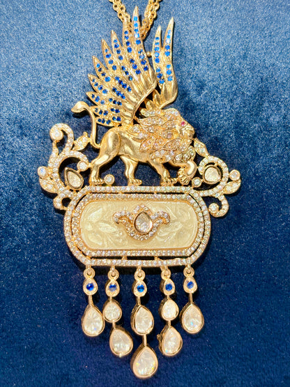 TRADITIONAL HANDCRAFTED INDIAN GOLD-PLATED BRASS LION NECKLACE SET (Copy)