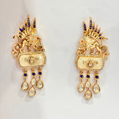 TRADITIONAL HANDCRAFTED INDIAN GOLD-PLATED BRASS LION NECKLACE SET (Copy)